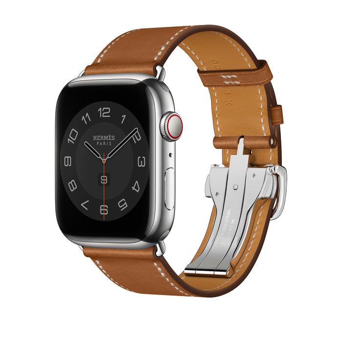 Apple Watch Hermès - Fauve Barénia Swift Leather Single Tour Deployment Buckle - 45mm