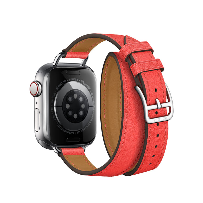 Apple Watch Hermès - Rose Texas Swift Leather Attelage Double Tour - 41mm