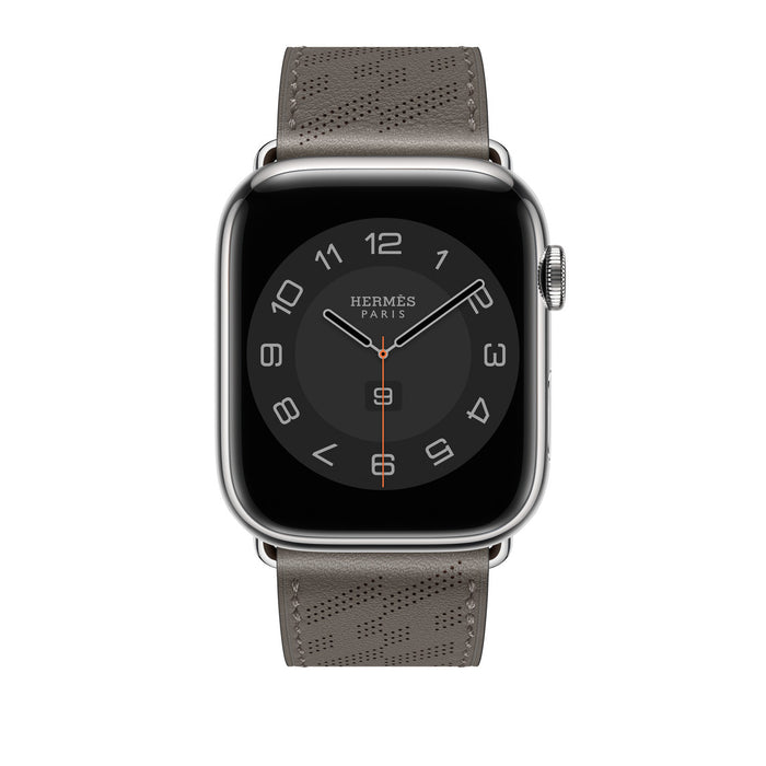 Apple Watch Hermès - Gris Meyer Swift Leather H Diagonal Single Tour - 45mm
