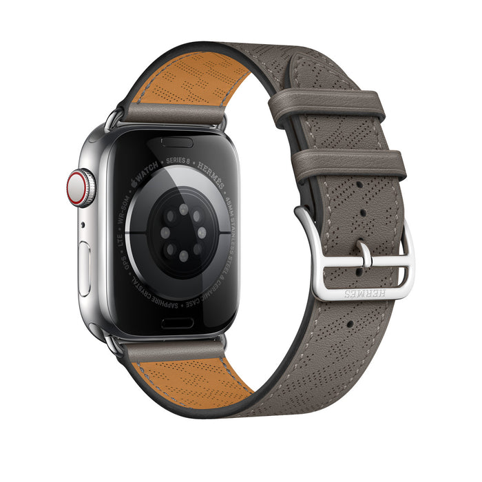 Apple Watch Hermès - Gris Meyer Swift Leather H Diagonal Single Tour - 45mm