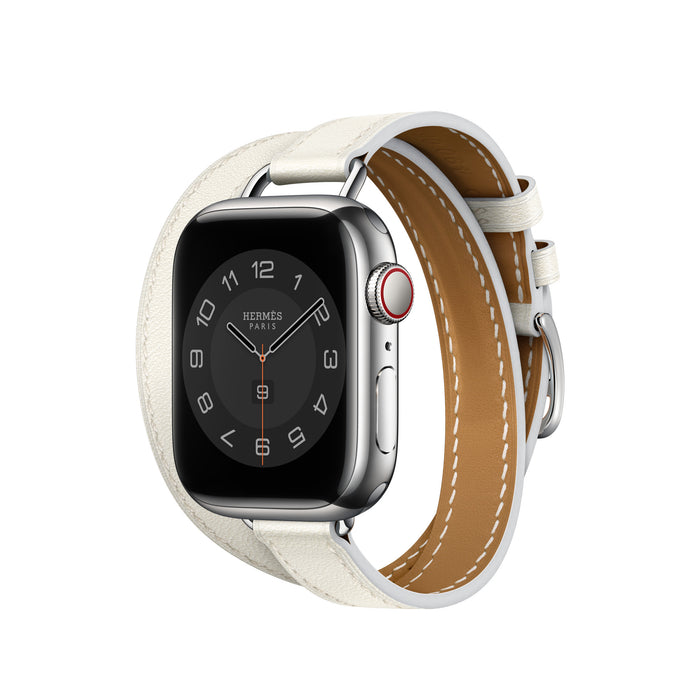 Apple Watch Hermès - Blanc Swift Leather Attelage Double Tour - 41mm