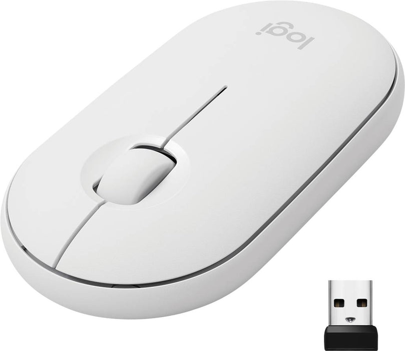 Logitech Pebble Wireless Mouse with Bluetooth or USB - White