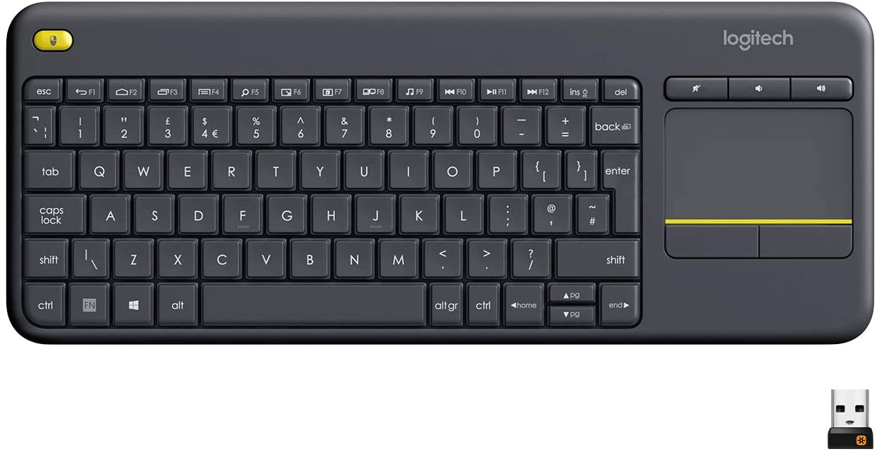 Logitech K400 Plus Wireless Touch TV Keyboard with Easy Media Control and Built-In Touchpad - AR/EN