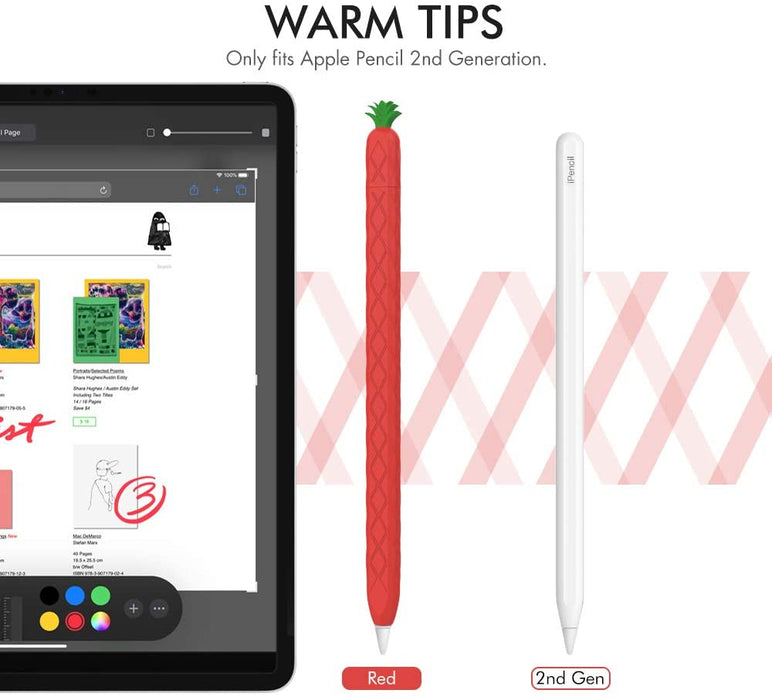 AhaStyle Cute Pencil Case Skin, compatible for Apple Pencil 2, soft cover with a fun design, available at TaMiMi Projects in Qatar.