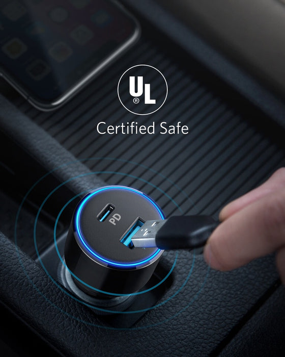 Anker PowerDrive PD 2 Car Charger with Lightning to Type-C Cable