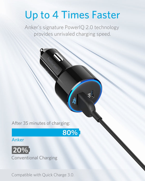Anker PowerDrive PD 2 Car Charger with Lightning to Type-C Cable
