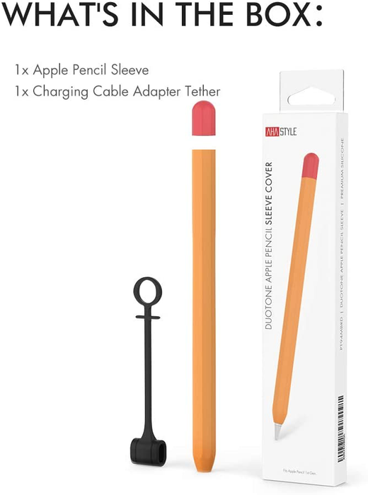 AhaStyle Duotone Case Cover Silicone Sleeve Skin Compatible with Apple Pencil1 - Orange