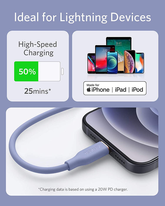 Anker Powerline III Flow, USB C to Lightning - 90cm - Purple