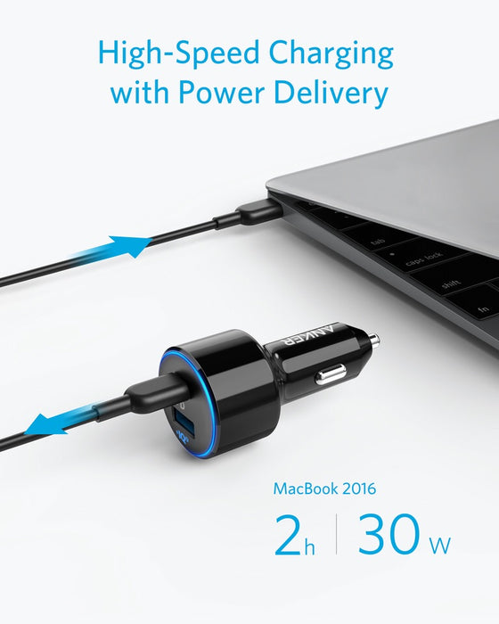 Anker PowerDrive PD 2 Car Charger with Lightning to Type-C Cable