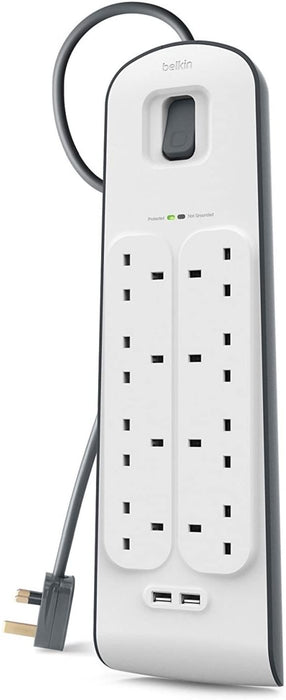 Belkin Surge Protected 8-Socket Extension Lead with USB - 2 m
