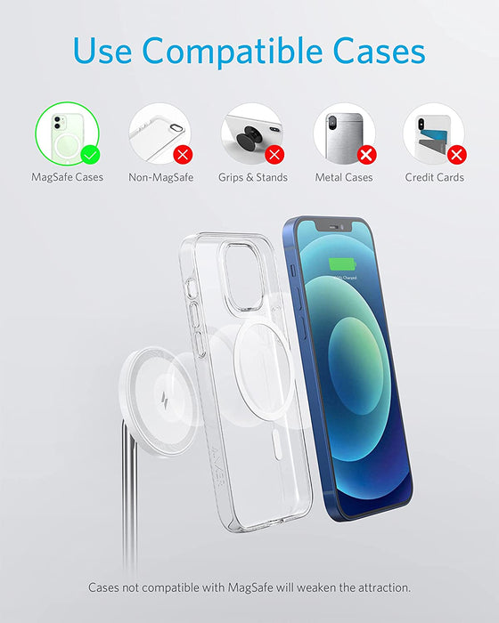 Anker Wireless Charging Stand, PowerWave 2-in-1 Magnetic Stand Lite - White