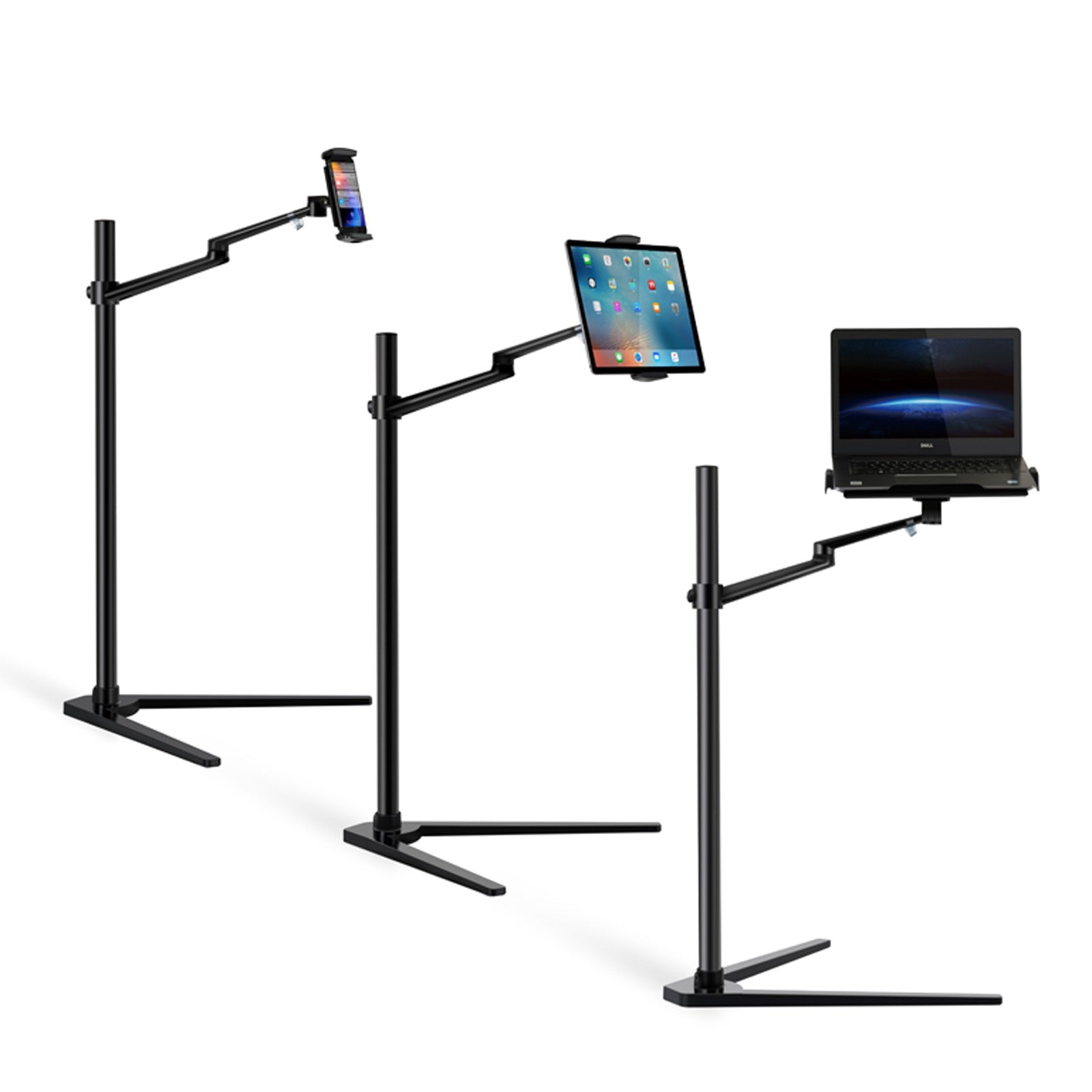 3-in-1 Adjustable Laptop & Tablet Floor Stand with 360° Rotation 3-in-1 Adjustable Laptop & Tablet Floor Stand with 360° Rotation