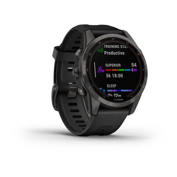 Fēnix® 7S Sapphire Solar - Carbon Grey DLC Titanium with Black Band - 42mm