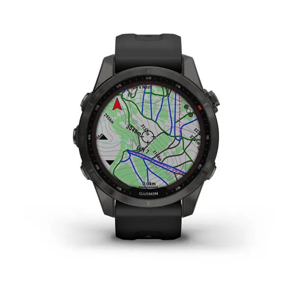Fēnix® 7S Sapphire Solar - Carbon Grey DLC Titanium with Black Band - 42mm