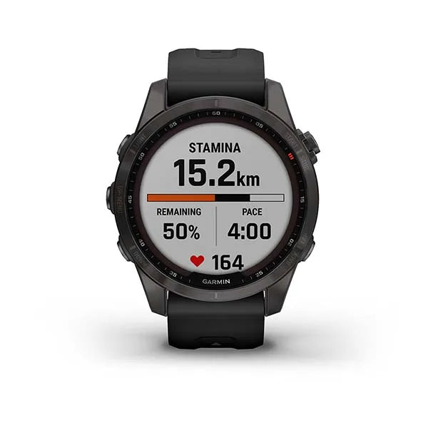 Fēnix® 7S Sapphire Solar - Carbon Grey DLC Titanium with Black Band - 42mm