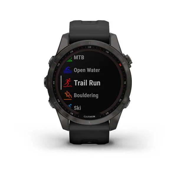 Fēnix® 7S Sapphire Solar - Carbon Grey DLC Titanium with Black Band - 42mm