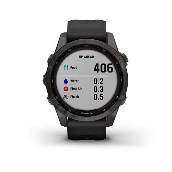Fēnix® 7S Sapphire Solar - Carbon Grey DLC Titanium with Black Band - 42mm